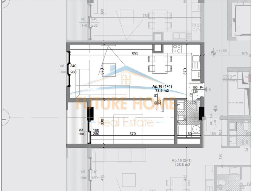 Disponojme apartament 1+1 per shitje tek Quad Residence, Kamez. 2