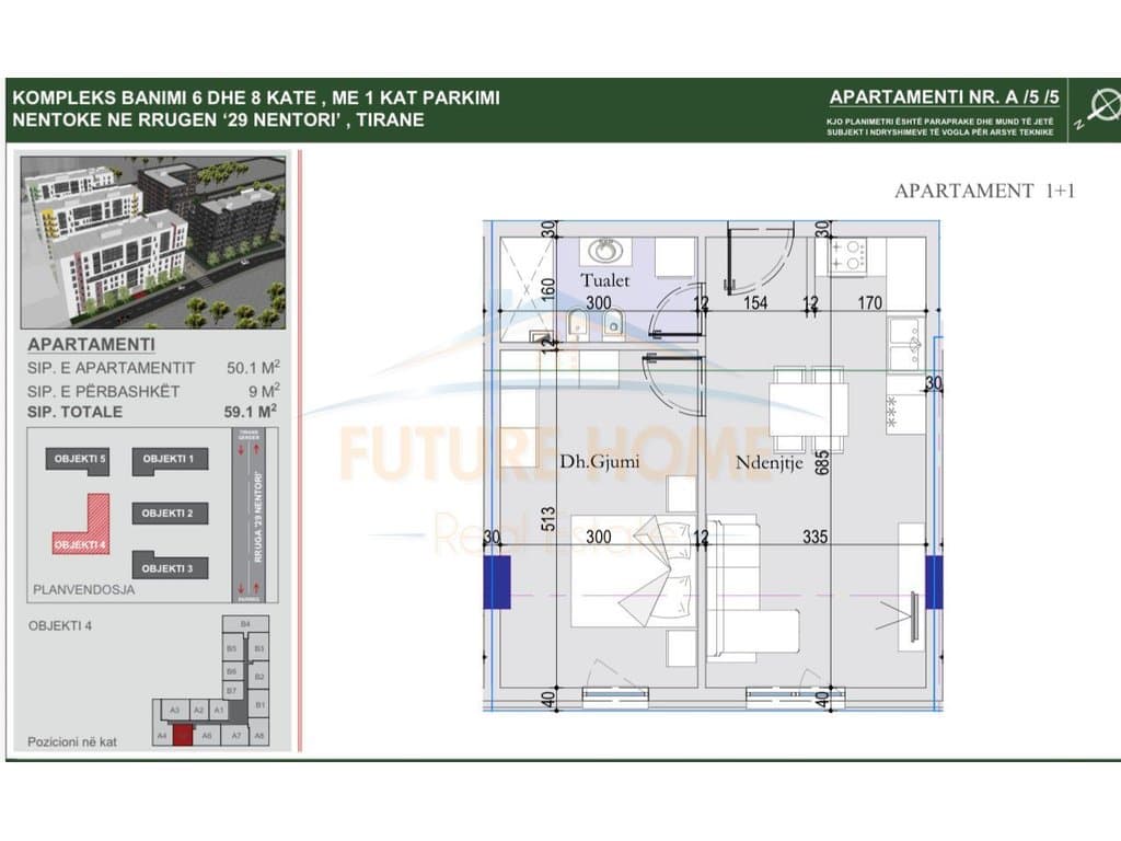 Shitet, Apartament 1+1, Tirana Entry 2, Tiranë. 2