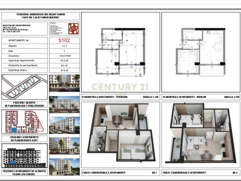 Shitet apartament 1+1 në Rezidencën "Blue Horizon" , Qerret – Pagesë me Këste !