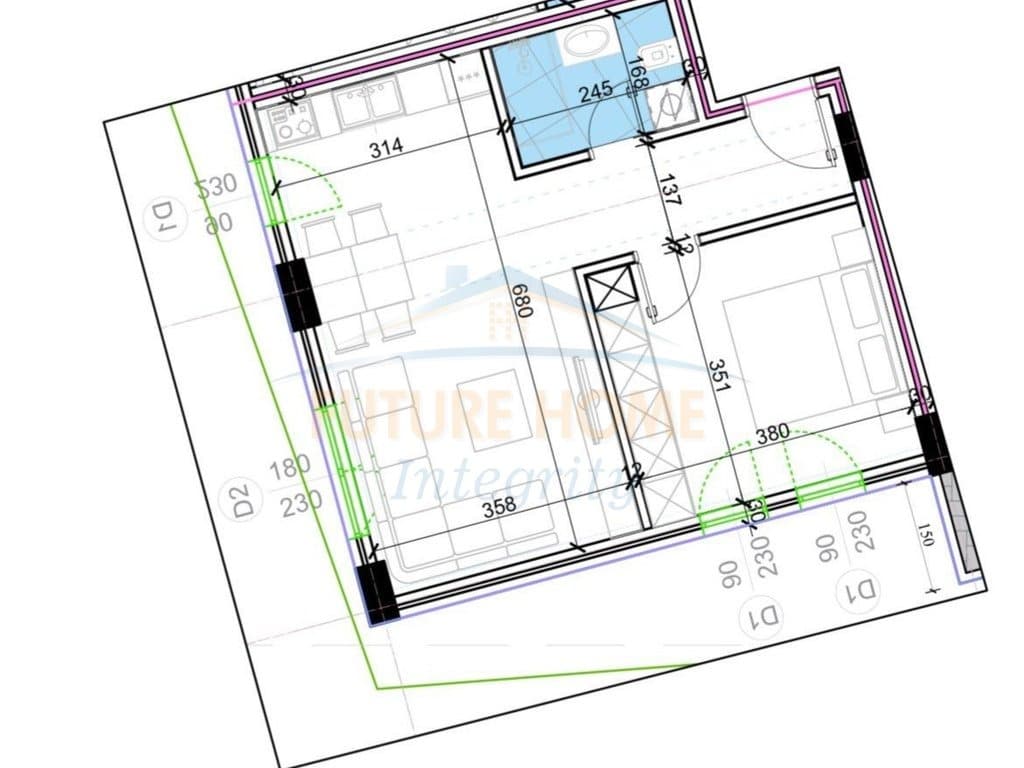 Shitet, Apartament 1+1, Rezidenca Kodra e Diellit 2, Tiranë. 2