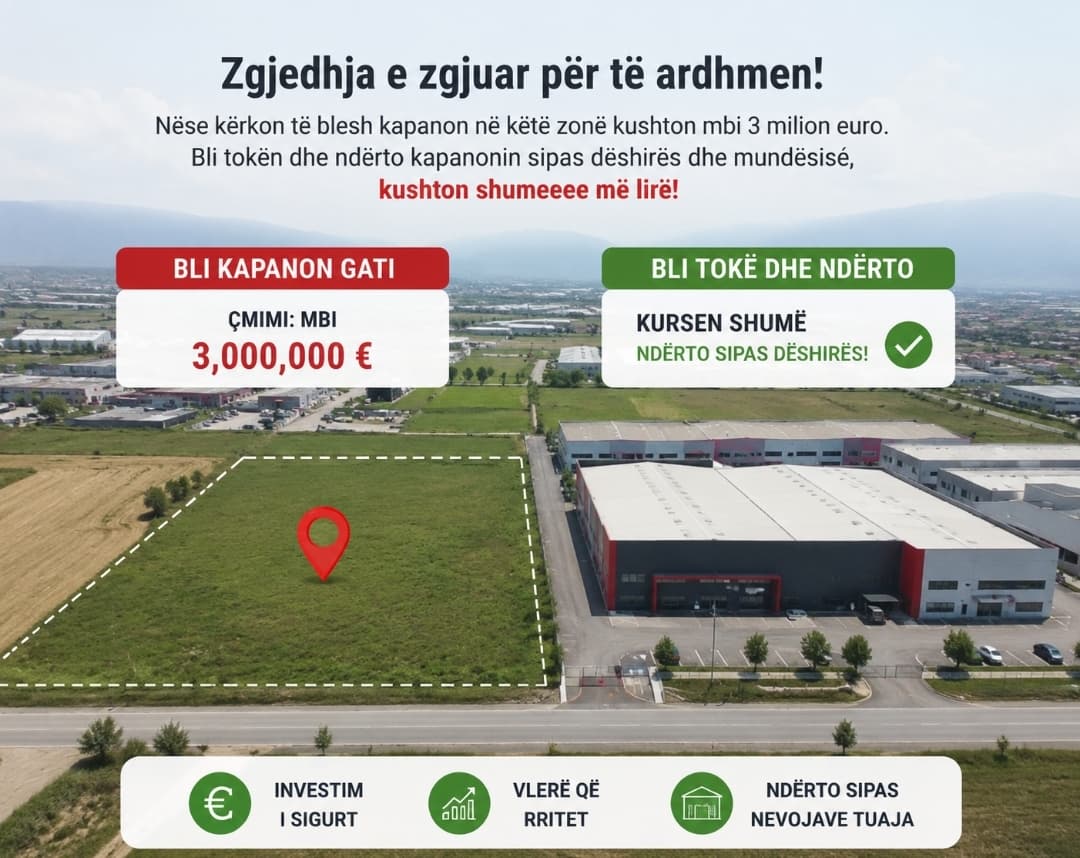 Shitet toke 2000 m² afer QTU 2