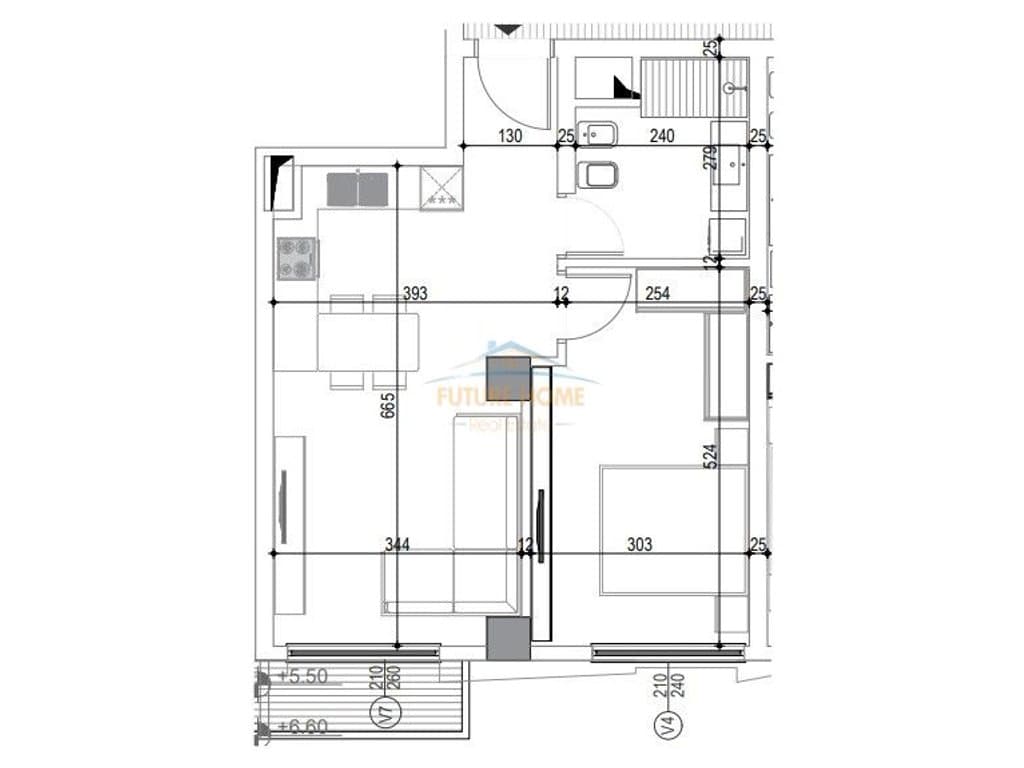 Shitet, Apartament 1+1, Komuna e Parisit, Tirane. 2